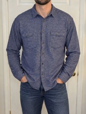 Flag & Anthem Hero Navy Men's Chambray Heather Heathered Knit Flannel NWOT 2X